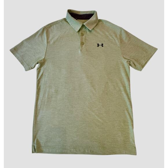 Under Armour Polo Men Small Polo Shirt Heat Gear Loose Fit Light Green Heather - Picture 2 of 16